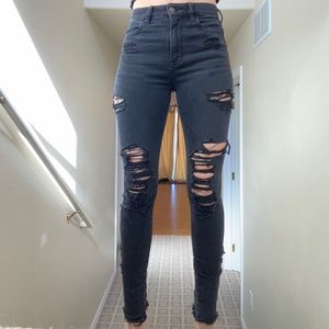 American Eagle size 0 black ripped jeans